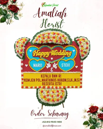 Karangan Papan Bunga Pernikahan di Cintakarya